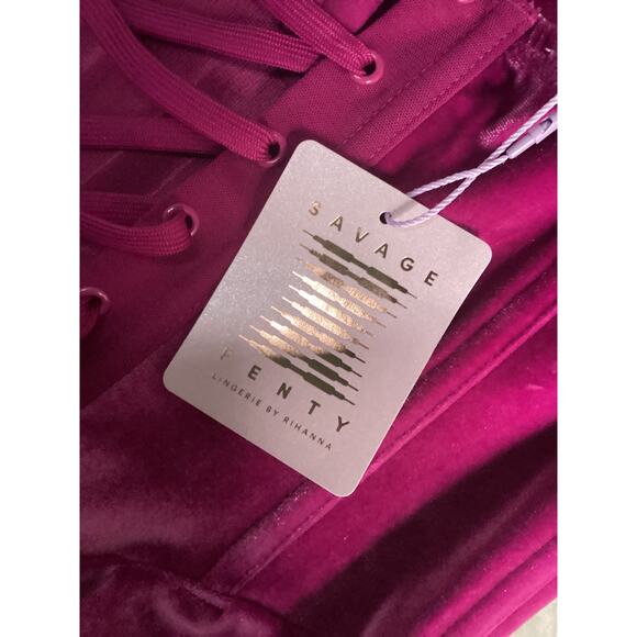 Savage X Fenty Velvet Corset in Deep Pink Size L - Picture 4 of 4